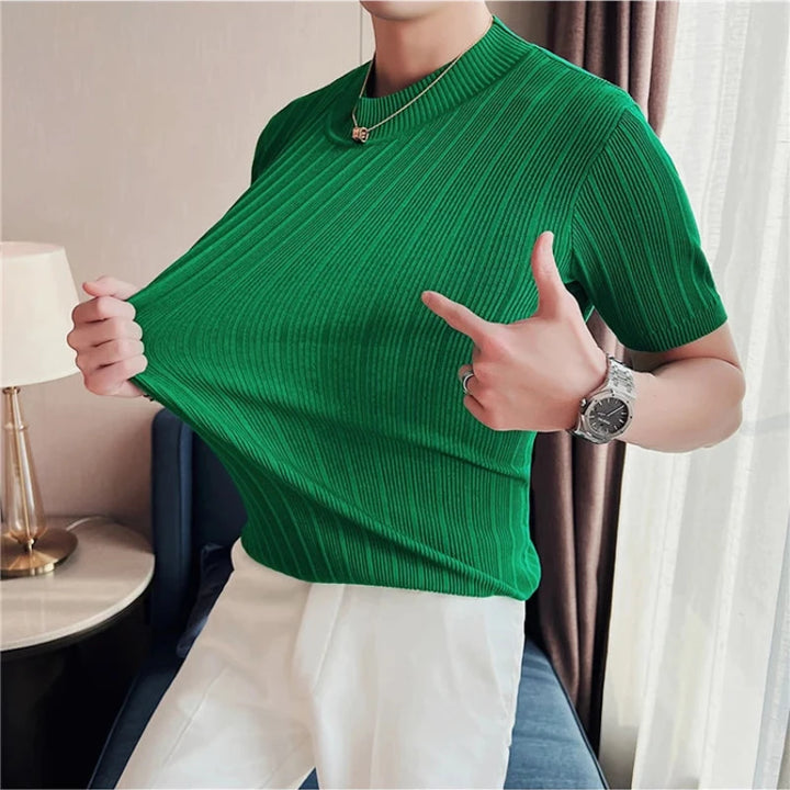 camiseta masculina gola alta verde