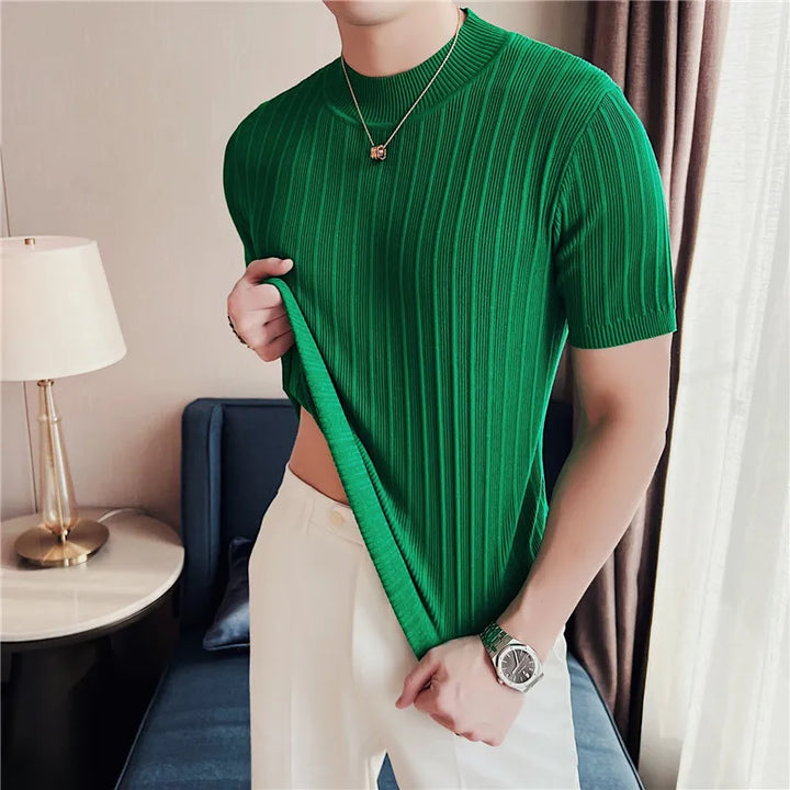 camiseta gola alta masculina verde