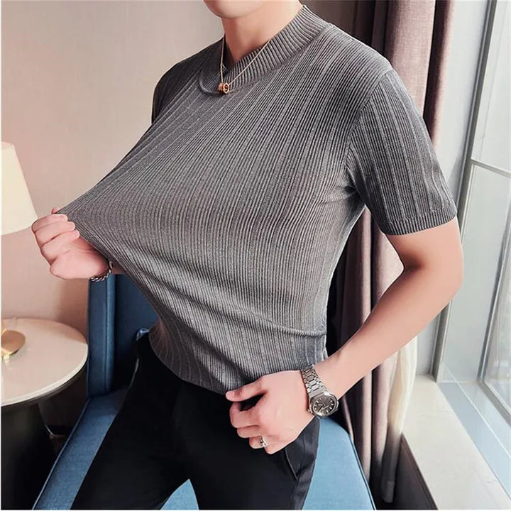 camisa gola alta cinza masculina