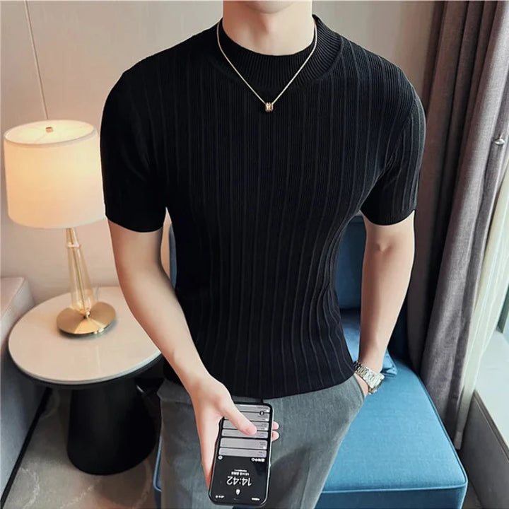 camisa masculina gola alta preta