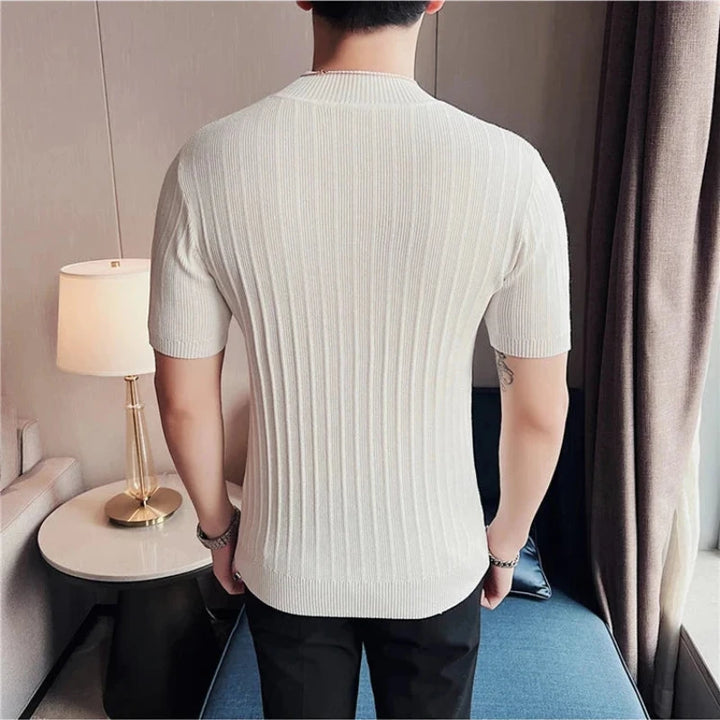 camisa masculina gola alta branca costas