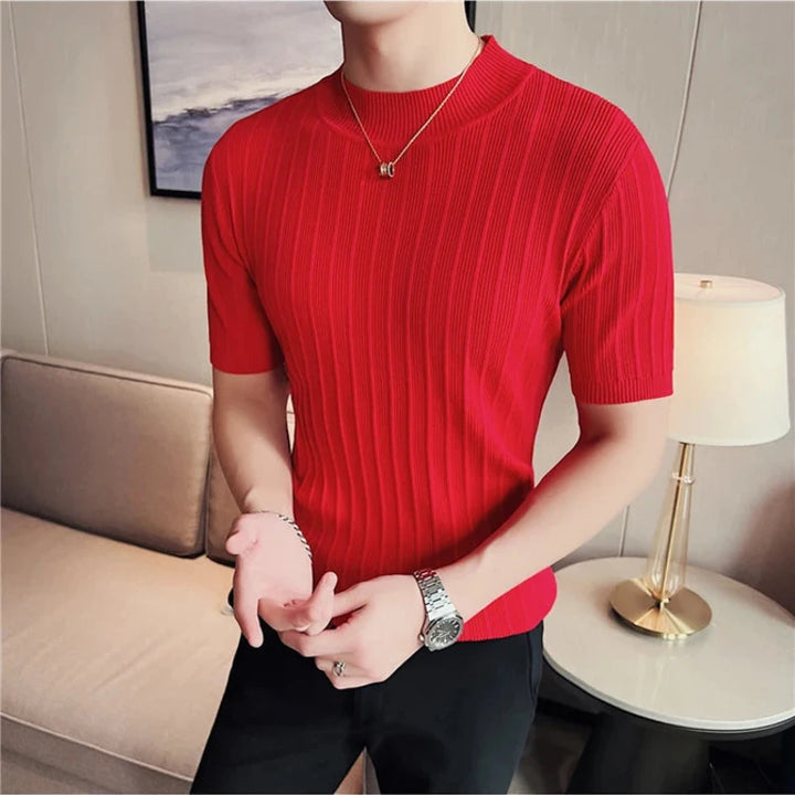 camisa masculina gola alta vermelha