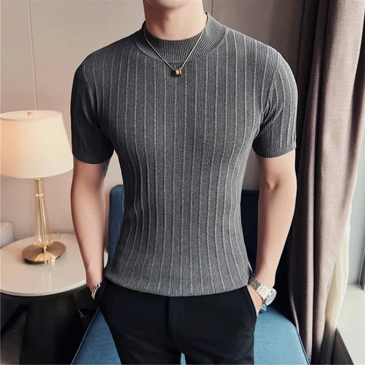 camisa masculina gola alta cinza